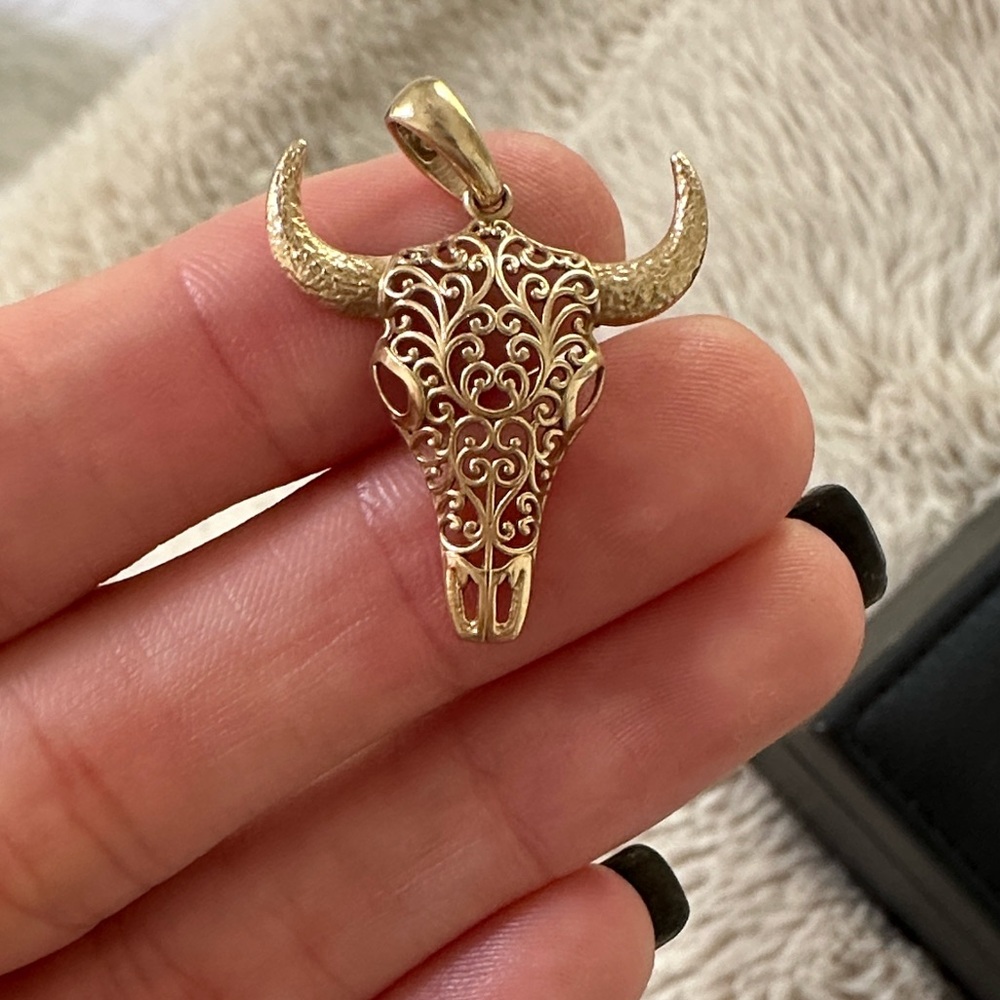Gold Bull Skull pendant